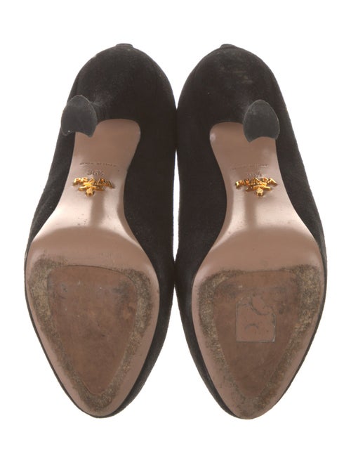 Prada Suede Leather Trim Embellishment Pumps