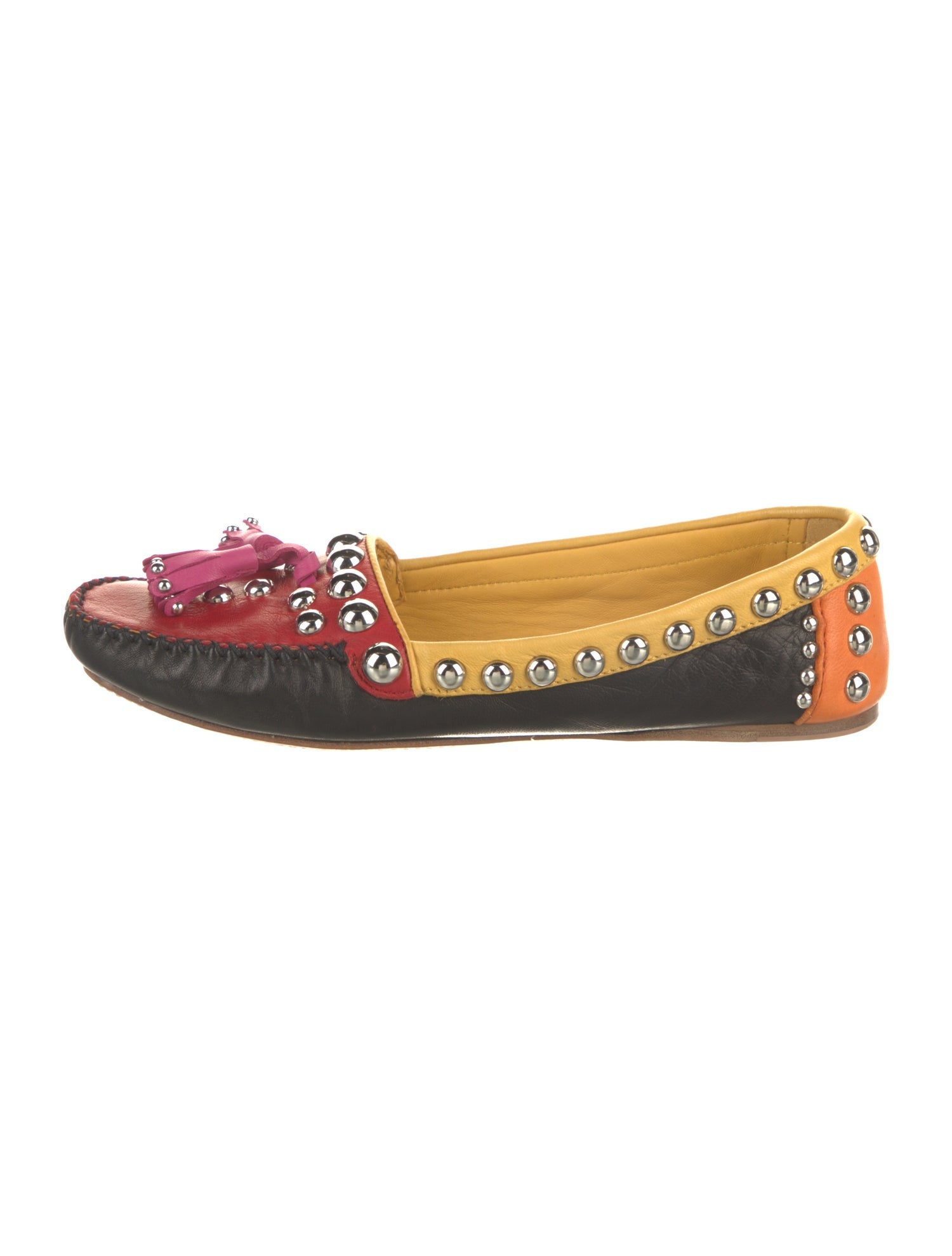 Prada Leather Colorblock Pattern Moccasins