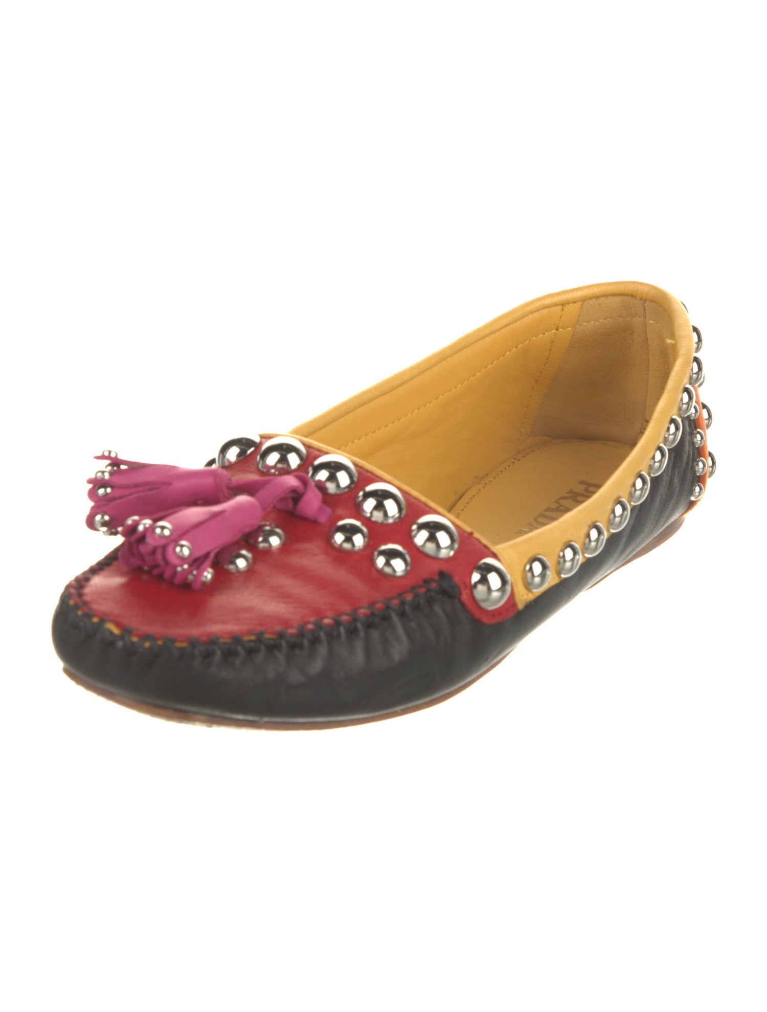 Prada Leather Colorblock Pattern Moccasins