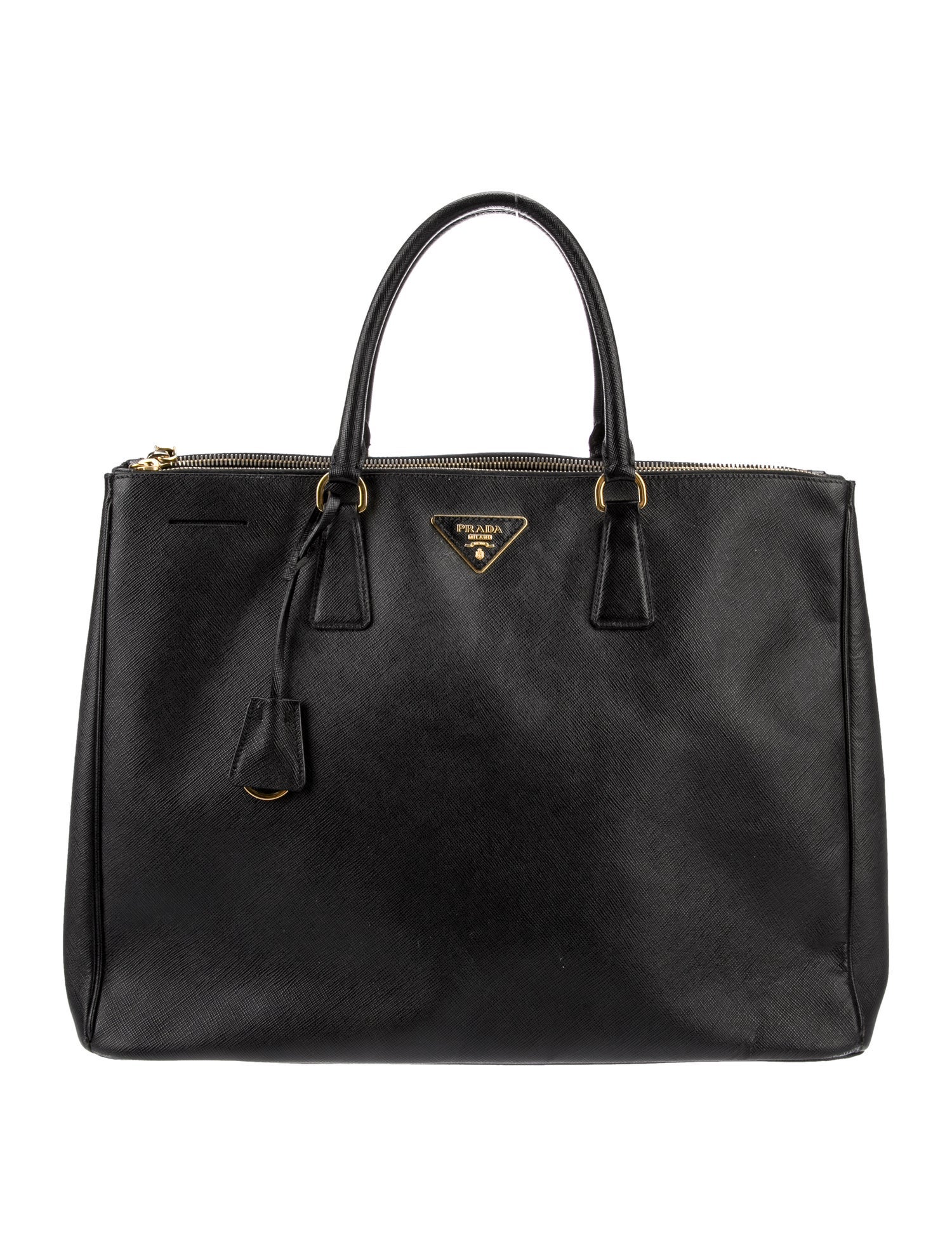 Prada Enameled Metal Triangle Galleria Double Zip