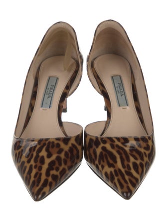 Prada Patent Leather Animal Print D'Orsay Pumps