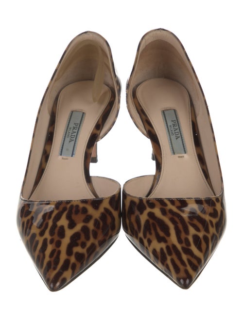 Prada Patent Leather Animal Print D'Orsay Pumps