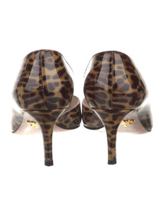 Prada Patent Leather Animal Print D'Orsay Pumps