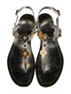 Prada Leather Studded Accents T-Strap Sandals