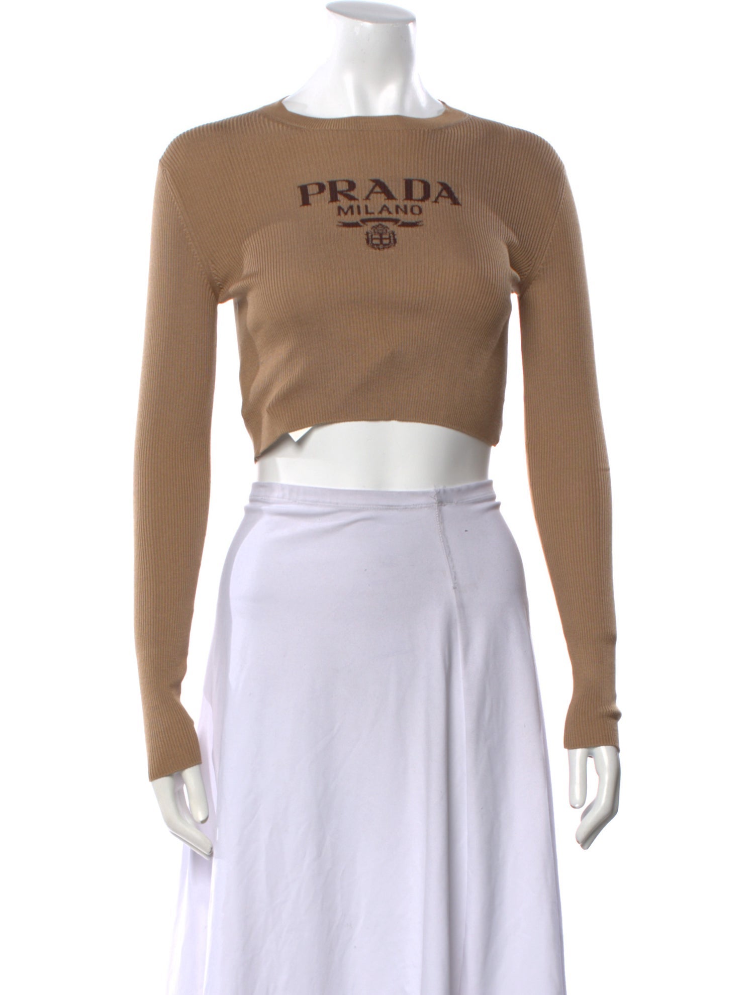 Prada Silk Graphic Print Crop Top