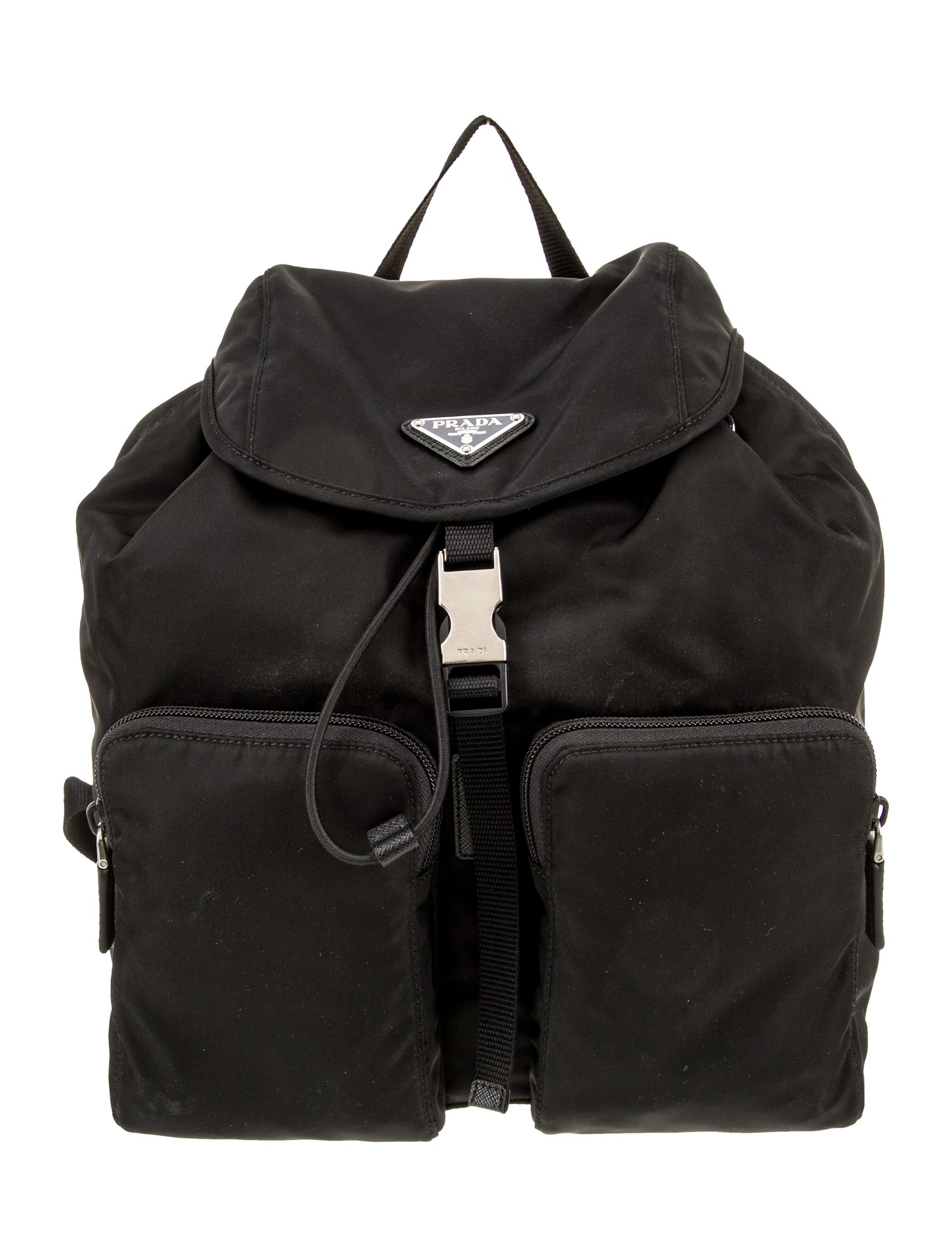 Prada Enameled Metal Triangle Backpack