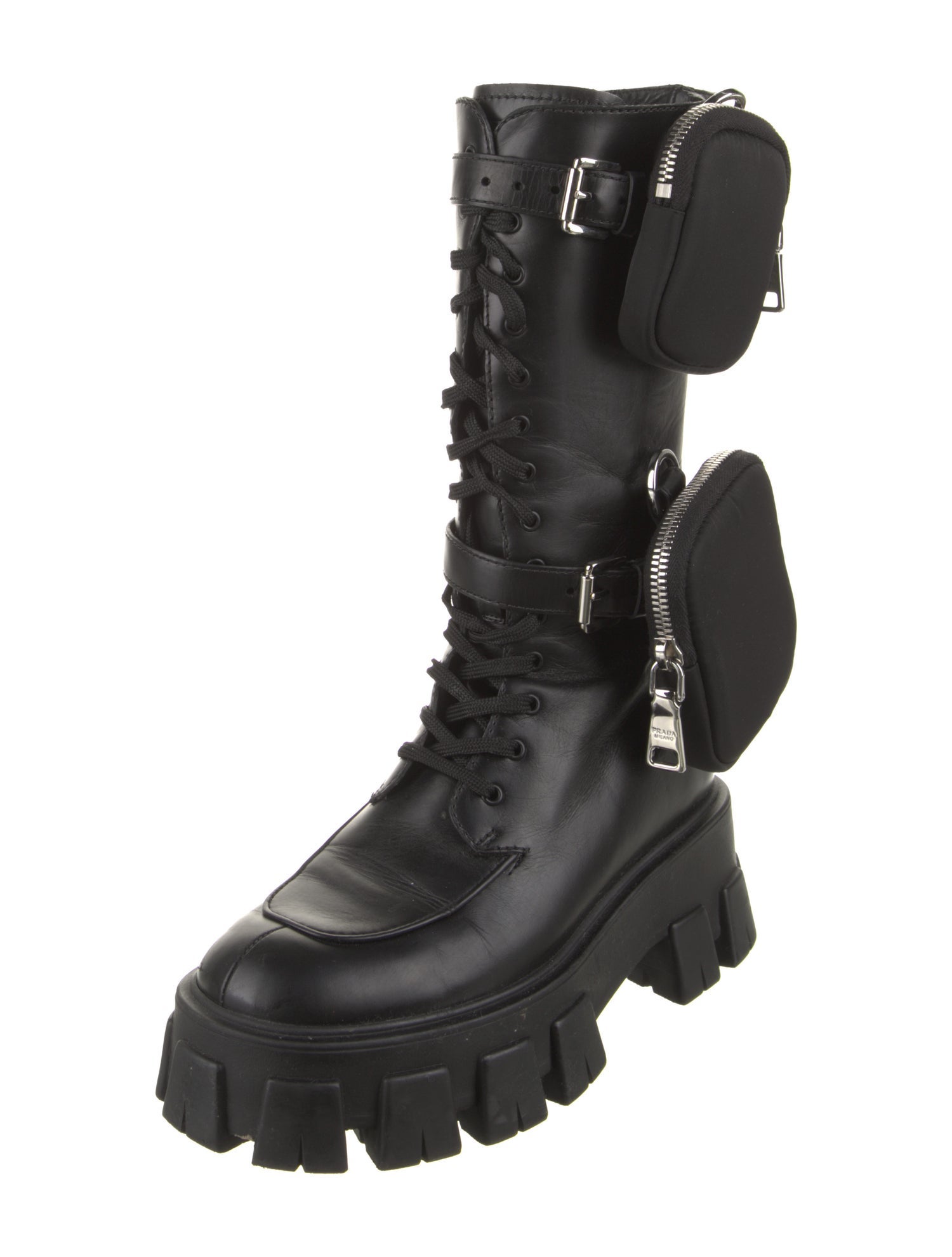 Prada Leather Combat Boots