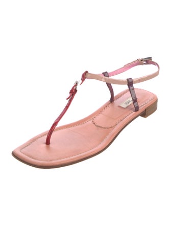 Prada Leather T-Strap Sandals