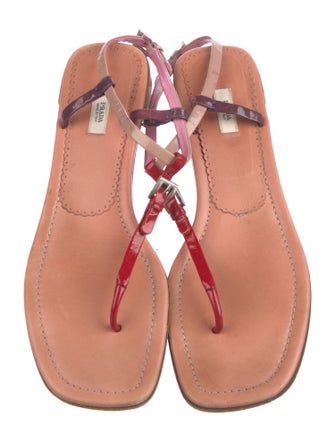 Prada Leather T-Strap Sandals
