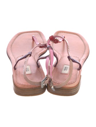 Prada Leather T-Strap Sandals