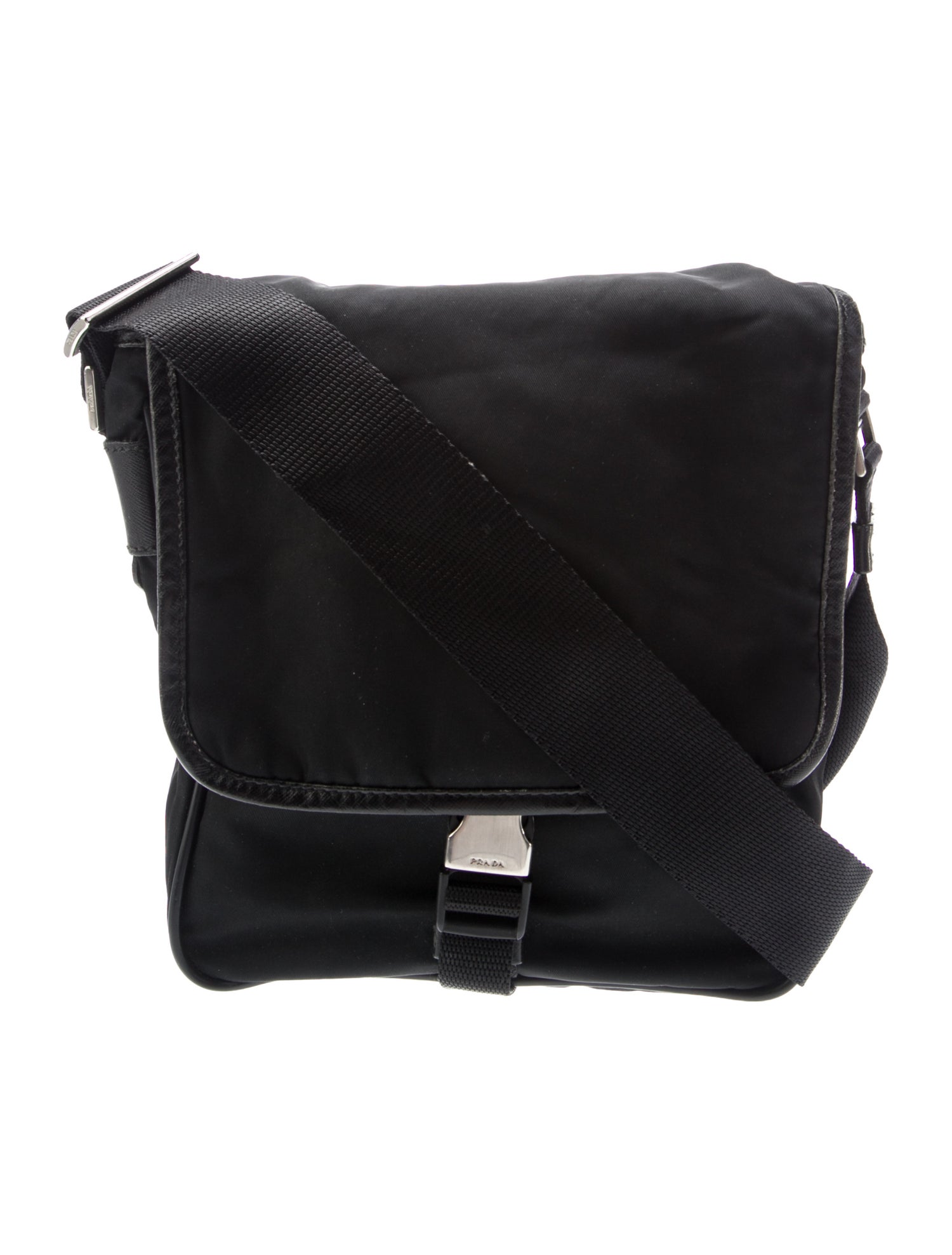 Prada Enameled Metal Triangle Messenger Bag