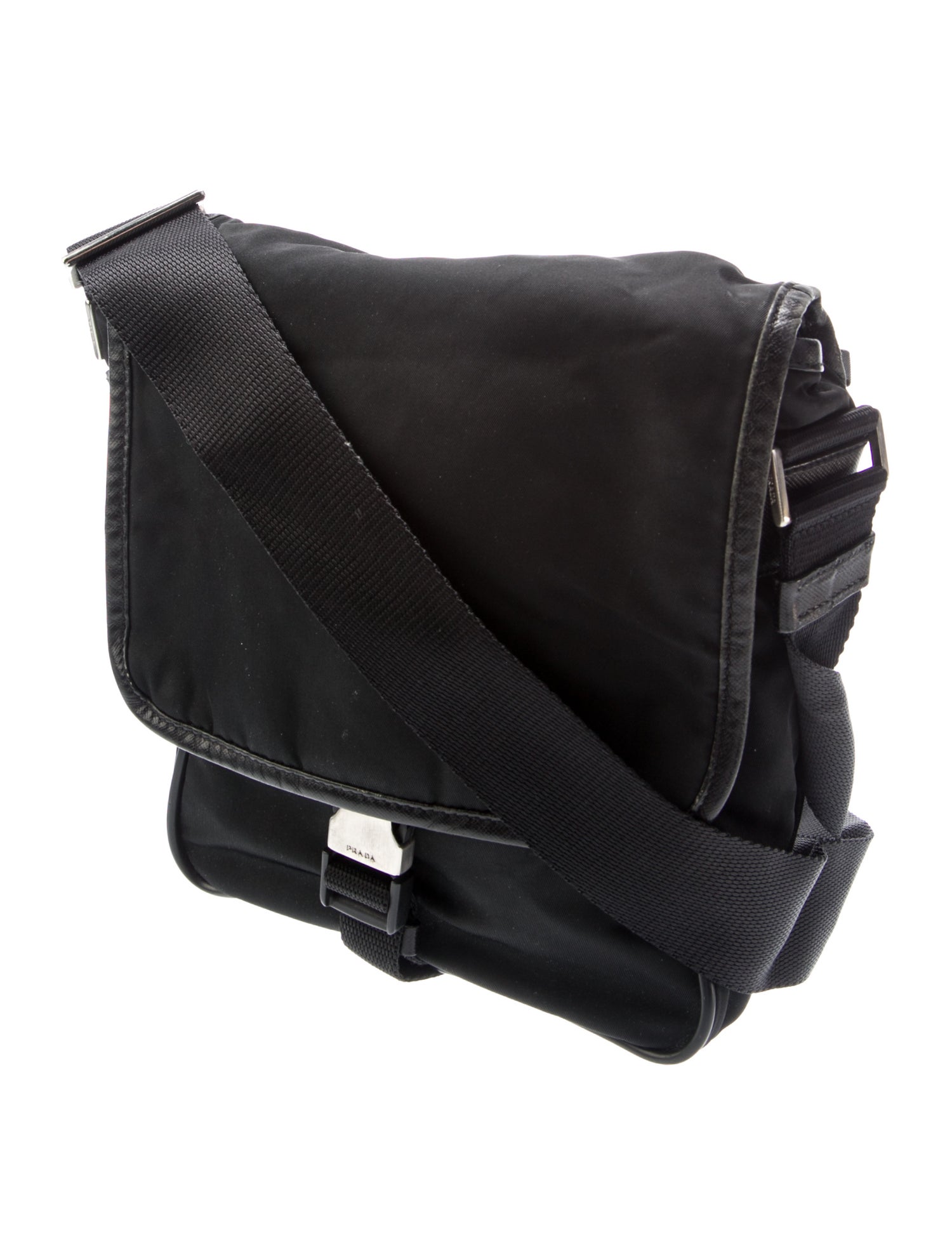 Prada Enameled Metal Triangle Messenger Bag