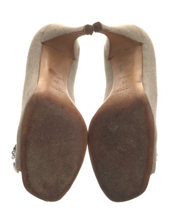 Prada Canvas Crystal Embellishments Pumps