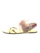 Prada Leather Feather Trim Slides