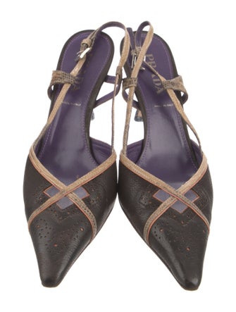 Prada Leather Colorblock Pattern Slingback Pumps