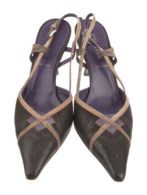 Prada Leather Colorblock Pattern Slingback Pumps