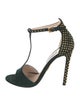 Prada Suede Studded Accents T-Strap Sandals