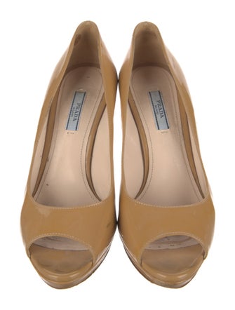 Prada Patent Leather Cutout Accent Pumps