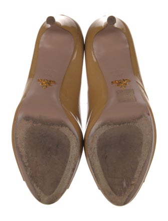 Prada Patent Leather Cutout Accent Pumps