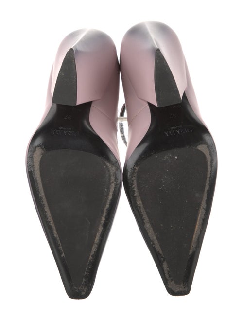 Prada Enameled Metal Triangle Leather Pumps