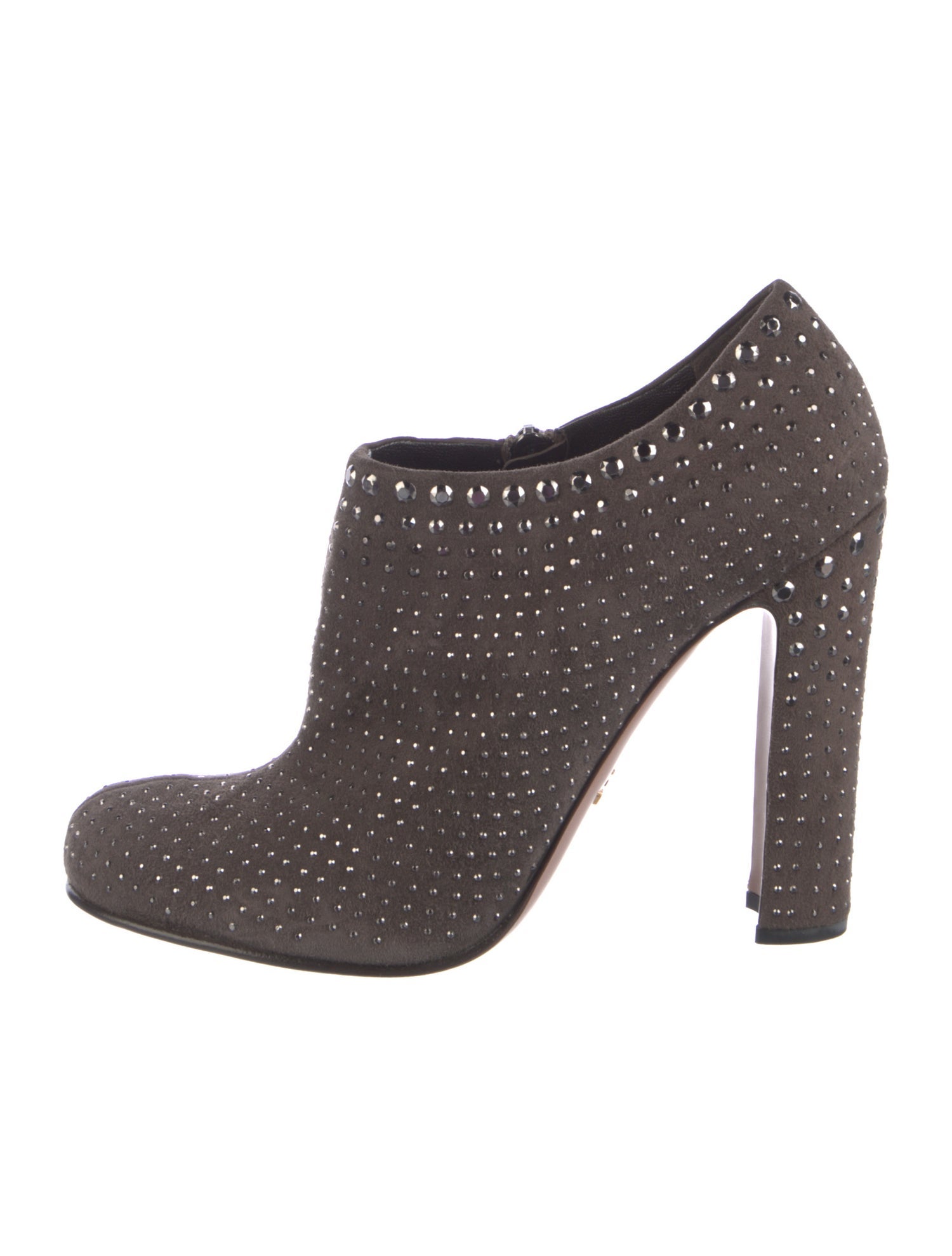 Prada Suede Crystal Embellishments Pumps