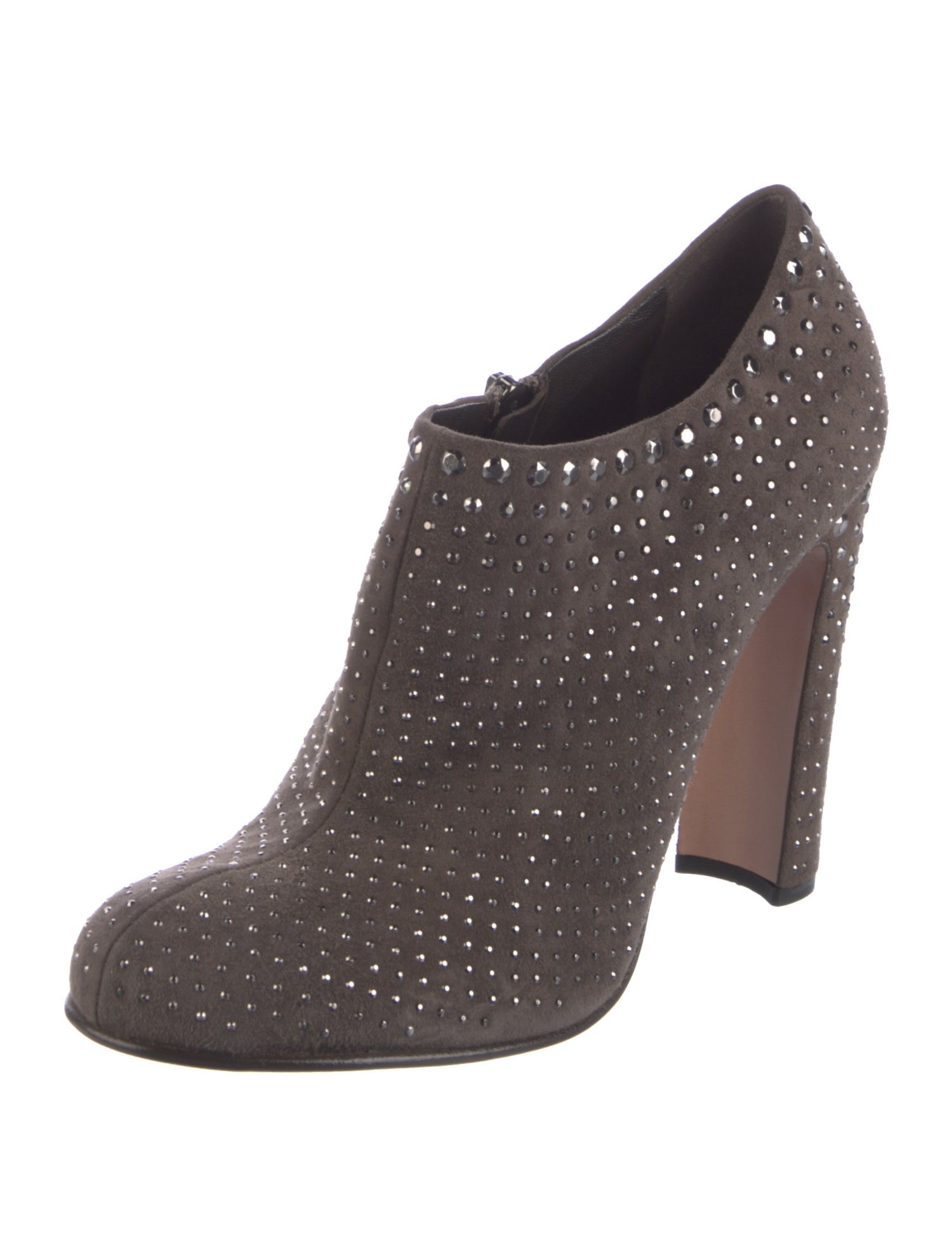 Prada Suede Crystal Embellishments Pumps