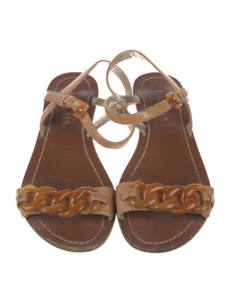 Prada Leather Chain-Link Accents Slides