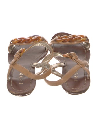 Prada Leather Chain-Link Accents Slides