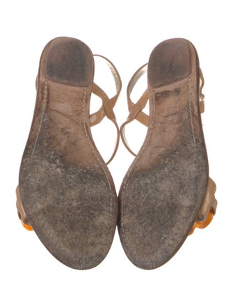 Prada Leather Chain-Link Accents Slides