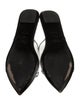 Prada Enameled Metal Triangle Patent Leather Mules