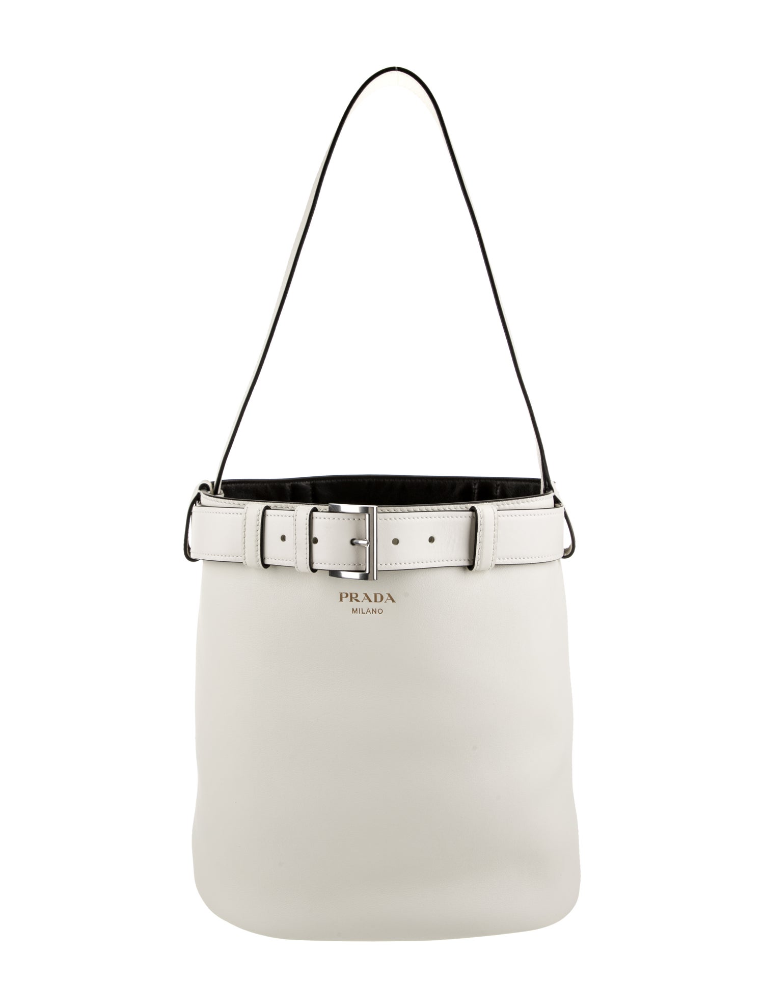 Prada Vitello Grain Leather Belted Bucket Bag 2024 w/ Tags