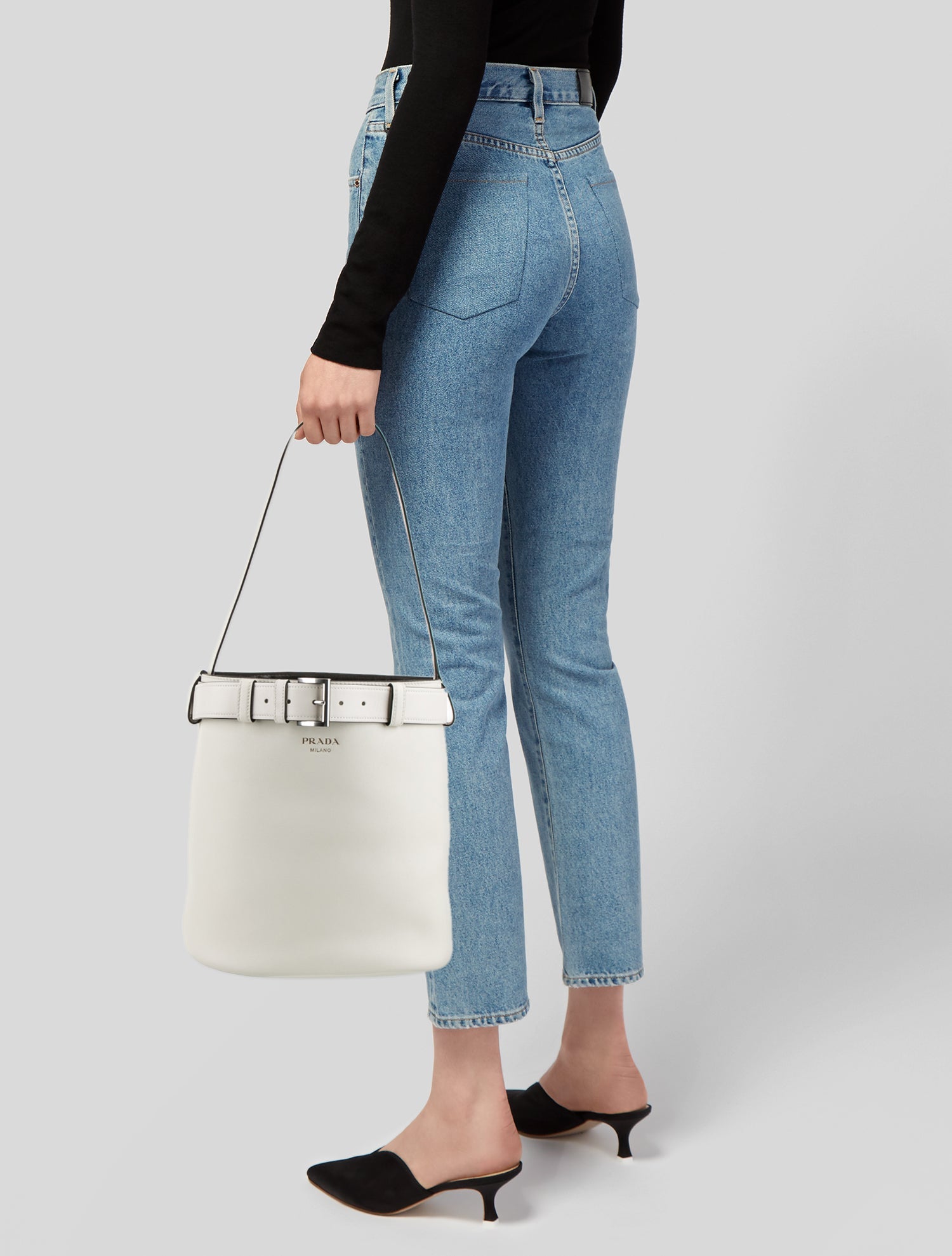 Prada Vitello Grain Leather Belted Bucket Bag 2024 w/ Tags
