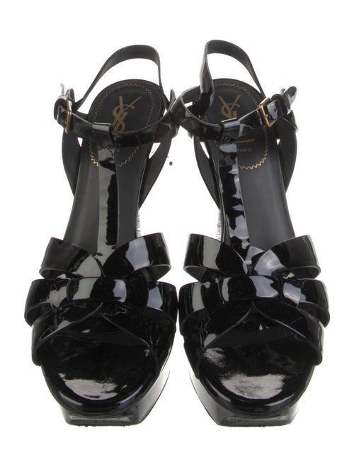 Yves Saint Laurent Rive Gauche Patent Leather T-Strap Sandals