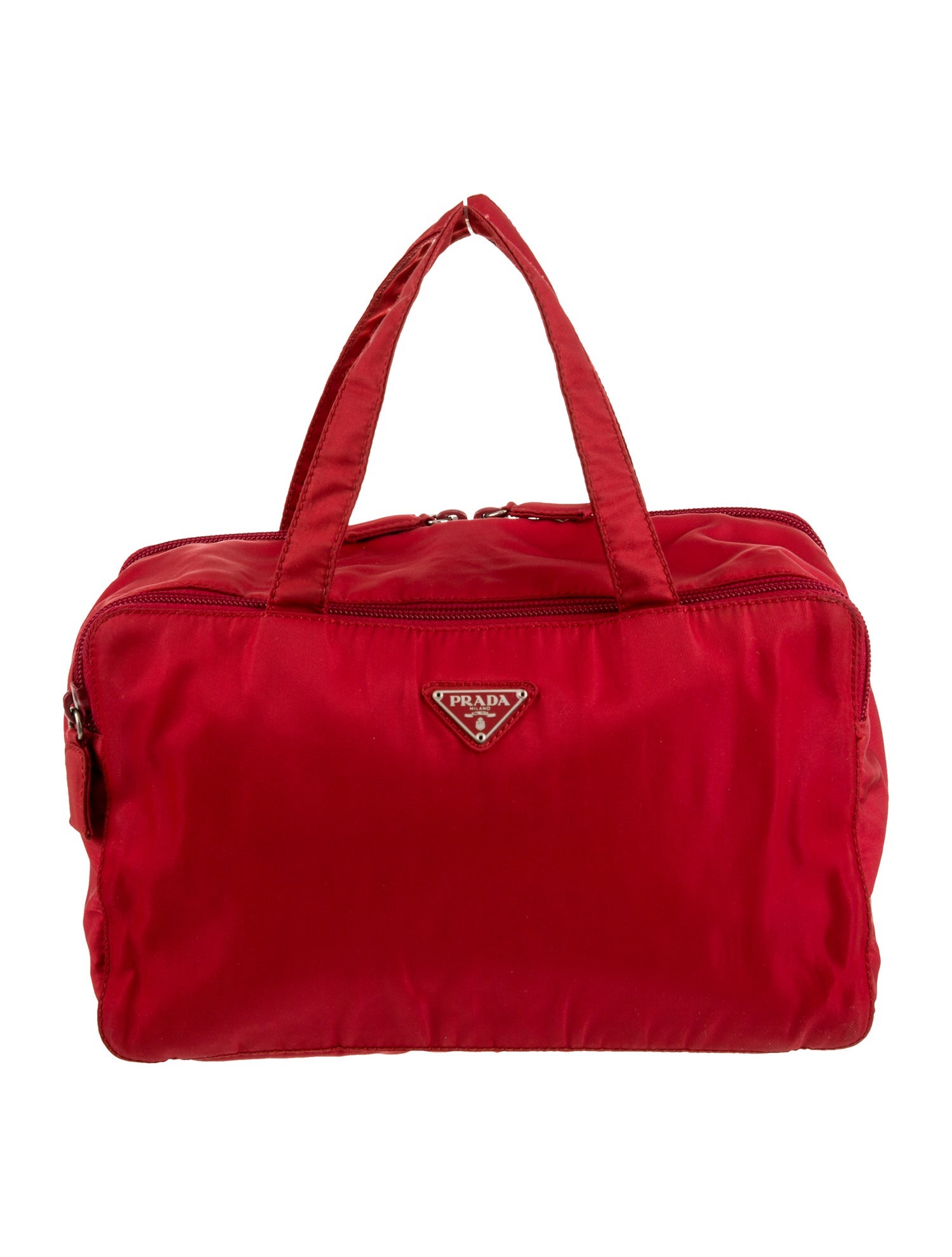 Prada Enameled Metal Triangle Top Handle Bag