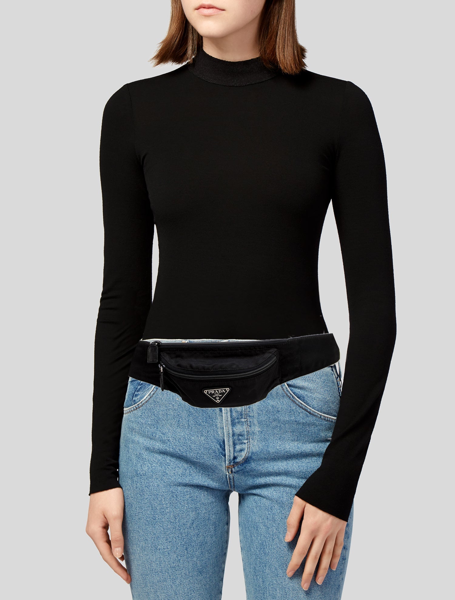 Prada Enameled Metal Triangle Belt Bag