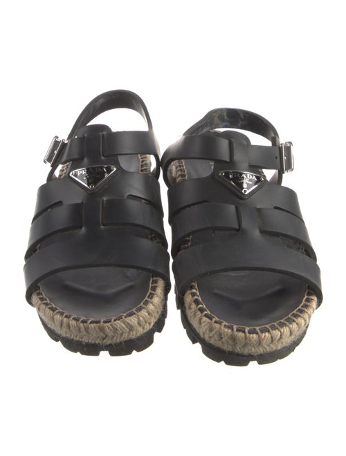 Prada Enameled Metal Triangle Rubber Gladiator Sandals