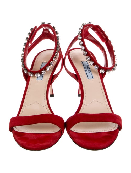 Prada Suede Crystal Embellishments Sandals