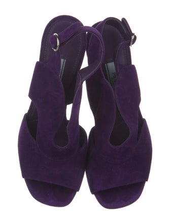 Prada Suede Cutout Accent Slingback Sandals