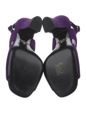 Prada Suede Cutout Accent Slingback Sandals