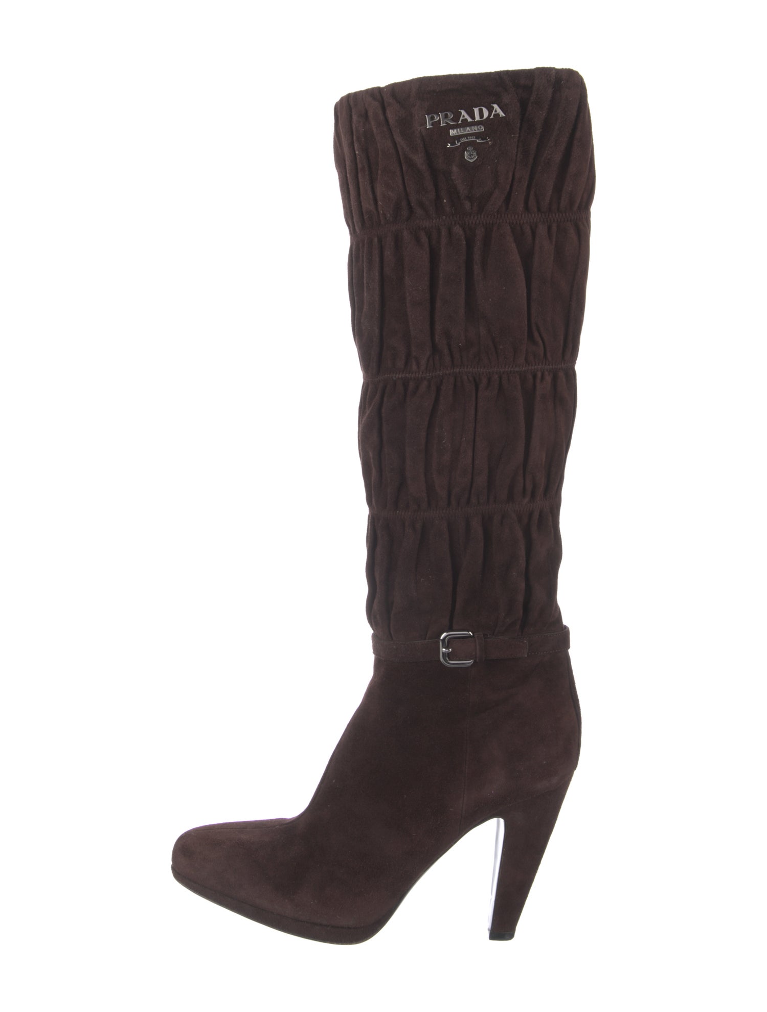 Prada Suede Ruffle Embellishment Boots