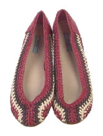 Prada Leather Colorblock Pattern Ballet Flats
