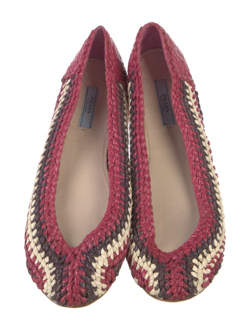 Prada Leather Colorblock Pattern Ballet Flats