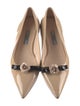 Prada Patent Leather Bow Accents Ballet Flats