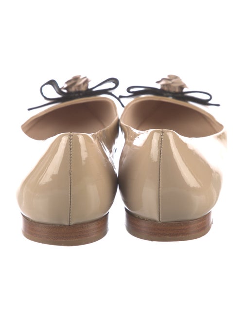 Prada Patent Leather Bow Accents Ballet Flats