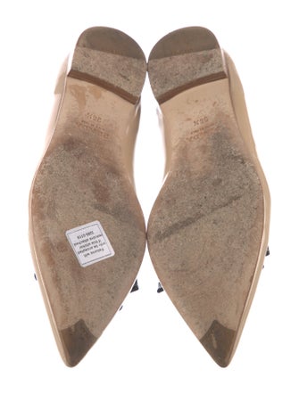 Prada Patent Leather Bow Accents Ballet Flats