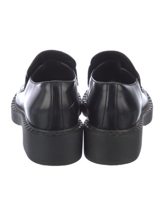 Prada Enameled Metal Triangle Leather Oxfords