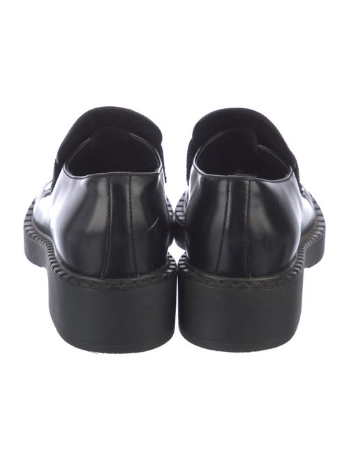 Prada Enameled Metal Triangle Leather Oxfords