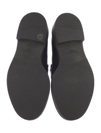 Prada Enameled Metal Triangle Leather Oxfords