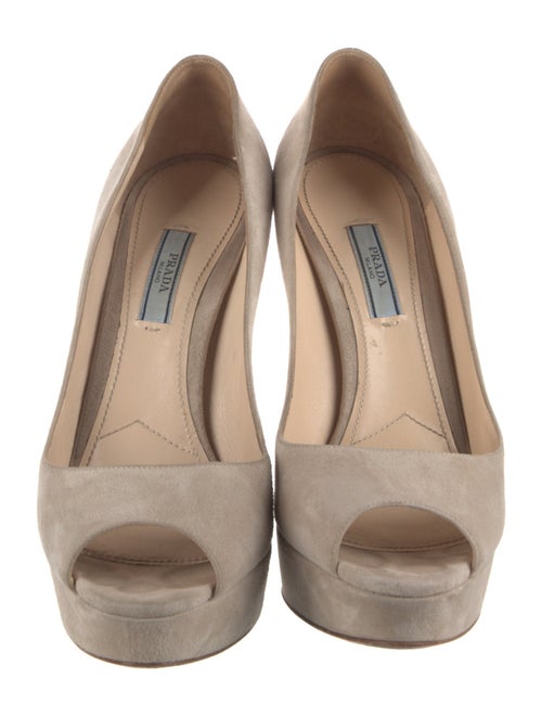 Prada Suede Cutout Accent Pumps