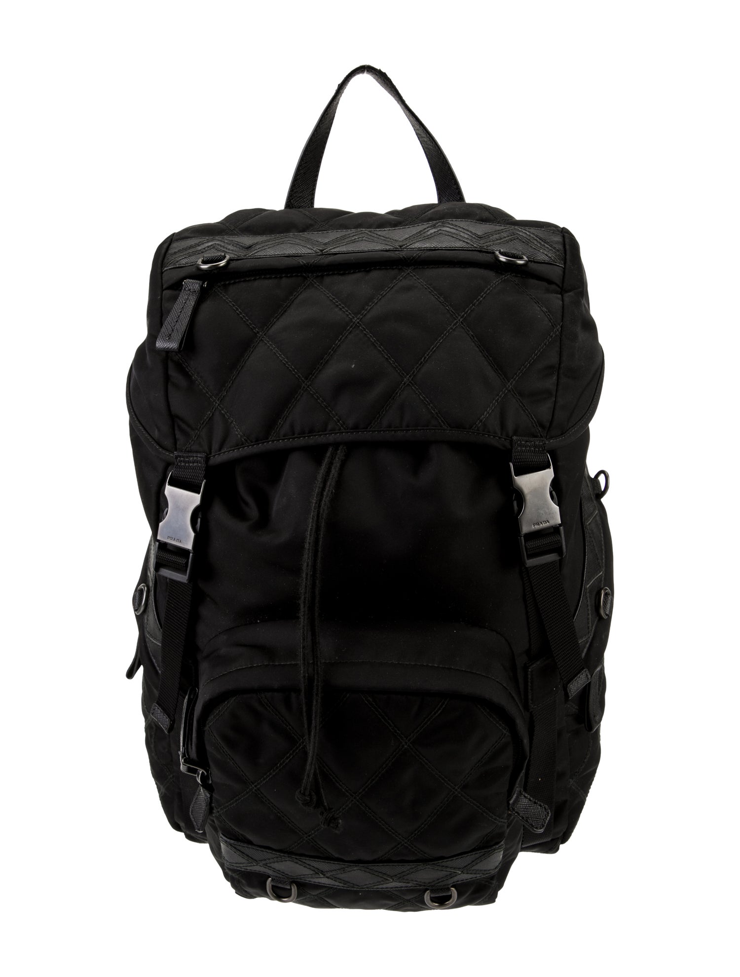 Prada Enameled Metal Triangle Backpack